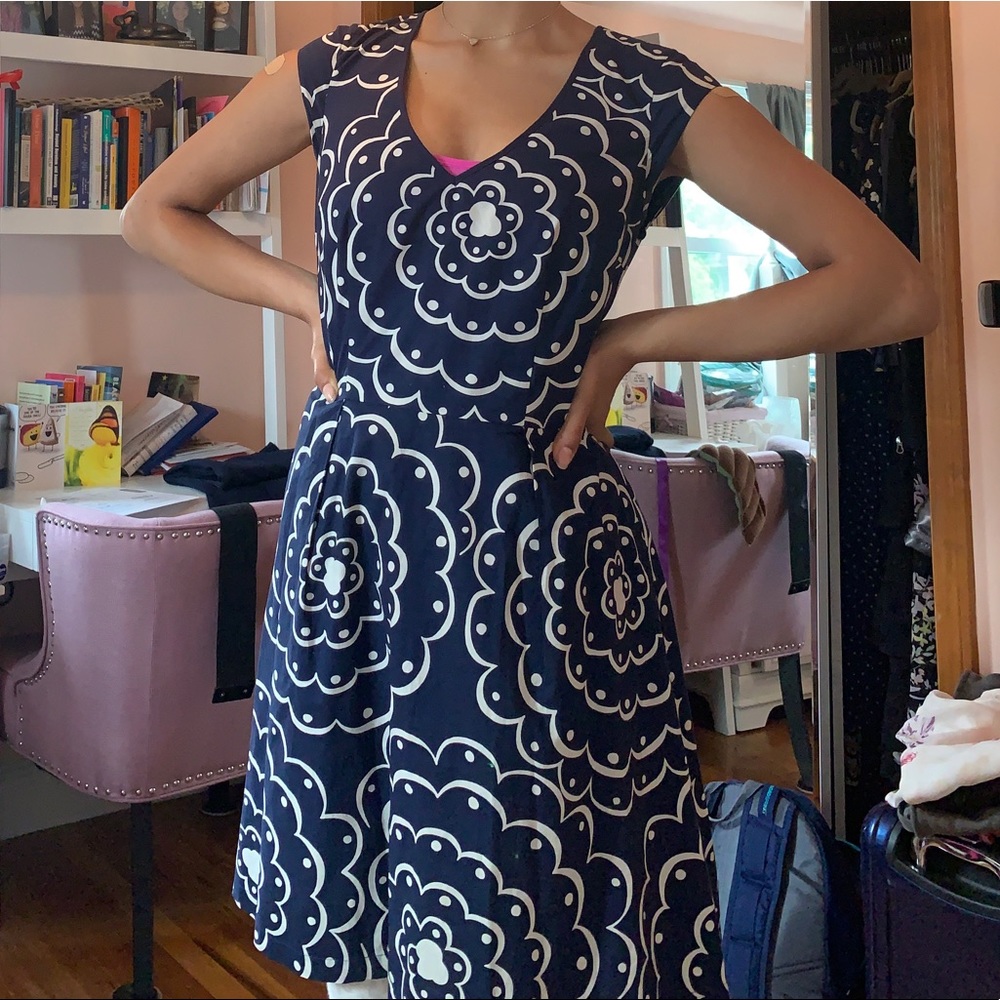 Boden navy and white dress